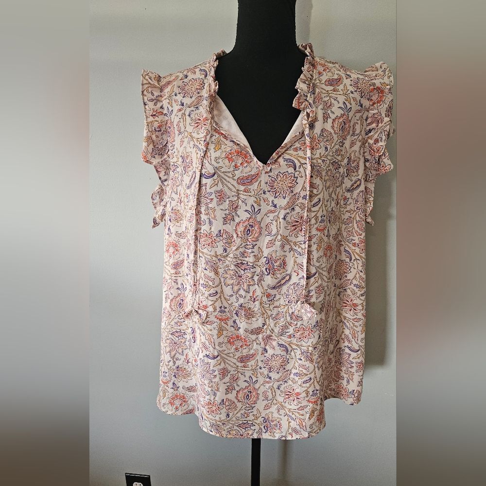 NWT Chelsea & Theodore Ruffle Trim Blouse Plus Size 1X